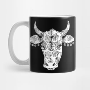 Black and White Cow Monstera Leaf Pattern Mug